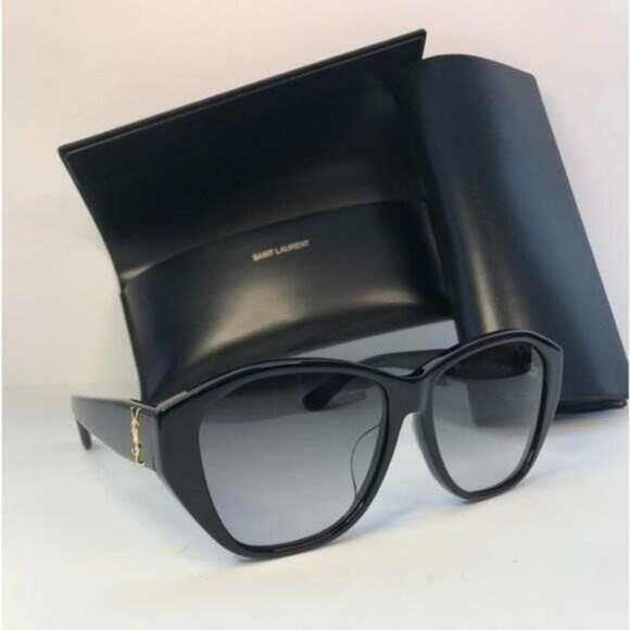 💯 - New Authentic SAINT LAURENT SLM8/F Sunglasses Black - Picture 8 of 12